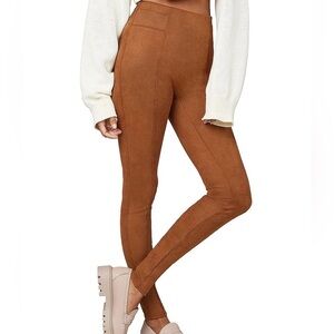 SPANX High Waist Faux Suede Leggings Rich Caramel Brown Size XL